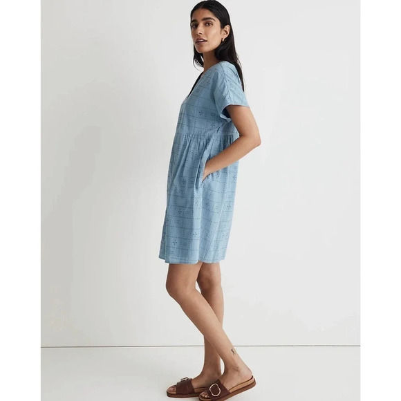 Madewell Button-Front V-Neck Mini Dress - Picture 2 of 9